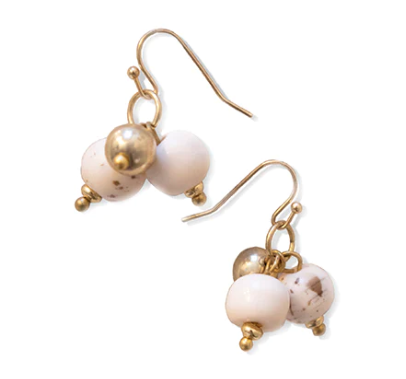 Bone & Brass Cluster Earrings