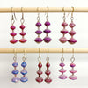 Purple Recycled Paper 3-Bead Earrings
