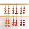 Red Recycled Paper 3-Bead Earrings