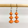 Orange Recycled Paper 3-Bead Earrings