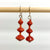 Red Recycled Paper 3-Bead Earrings
