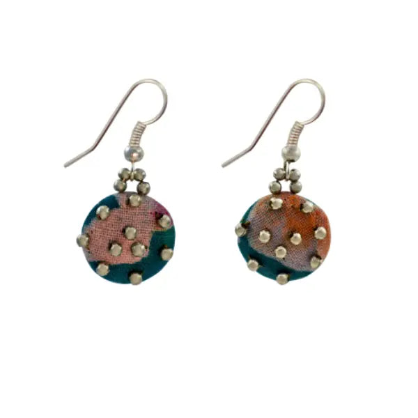 Batik Seed Bead Button Earrings - Assorted