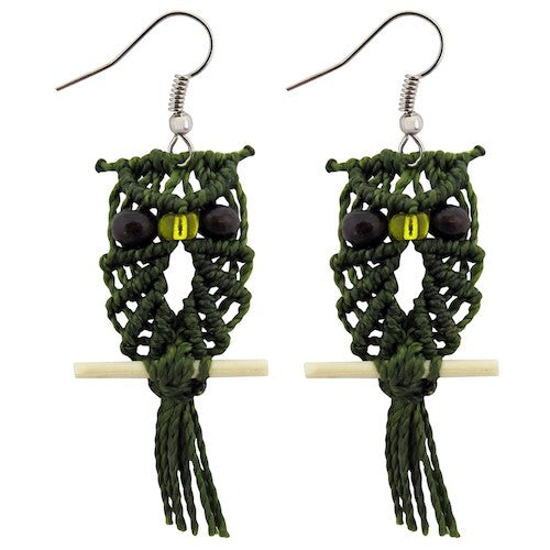 Macrame Owl Earrings