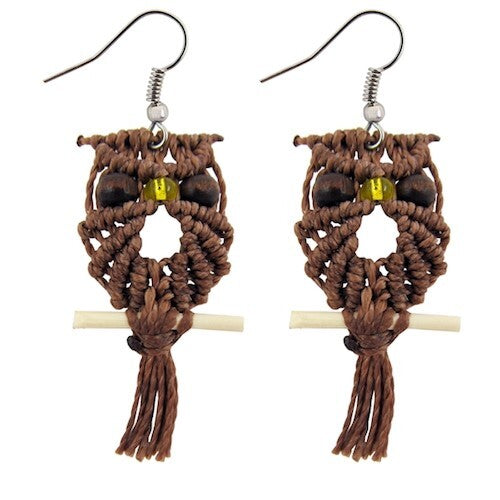 Macrame Owl Earrings