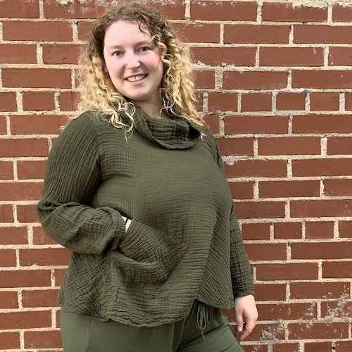 Gauzy Cotton Cowl Neck Shirt