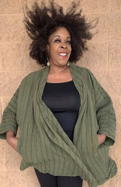 Striped Butterfly Gauzy Cotton Jacket