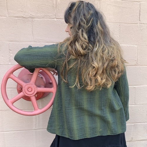Gauzy Cotton Striped Cowl Shirt