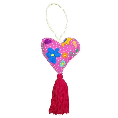 Embroidered Star And Heart Ornament - Assorted