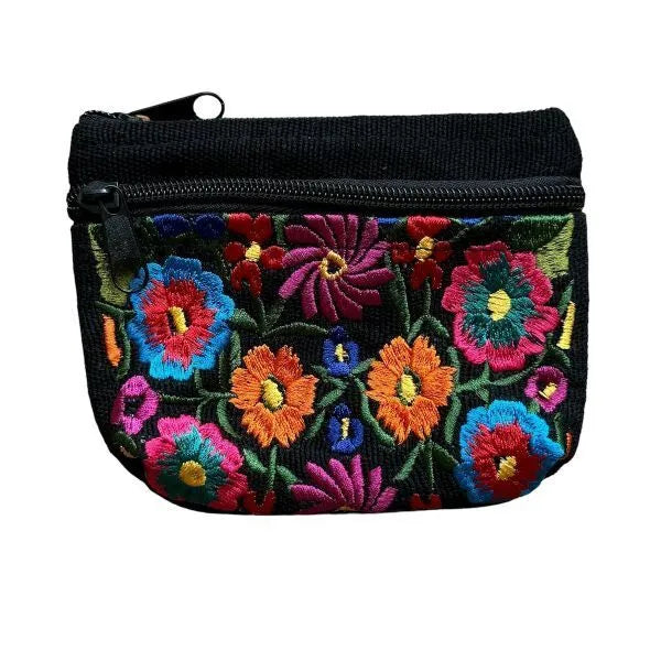 Embroidered Floral 2-Zip Bag