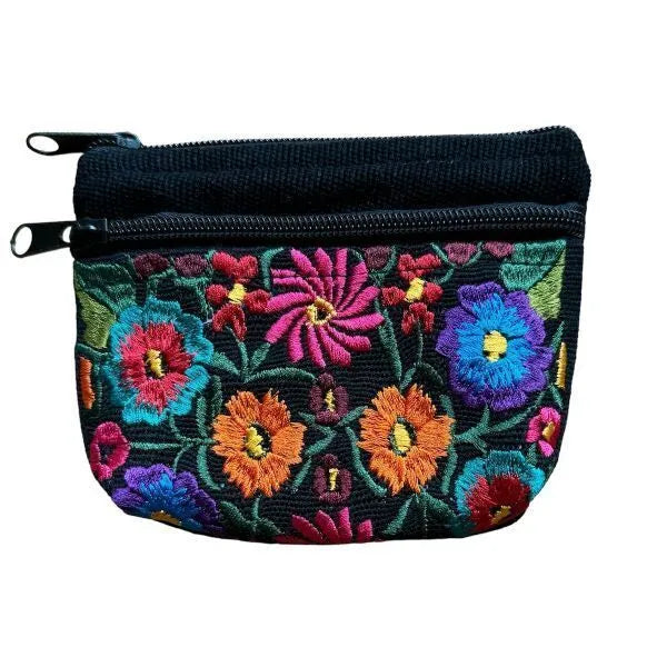 Embroidered Floral 2-Zip Bag