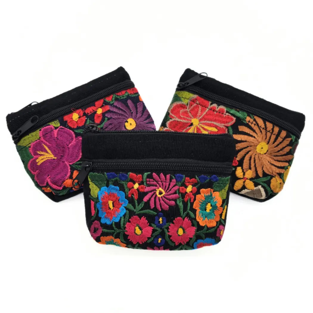 Embroidered Floral 2-Zip Bag