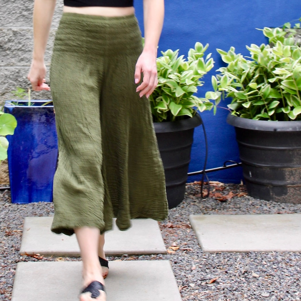 Gauzy Cotton Wide Leg Pants - Assorted