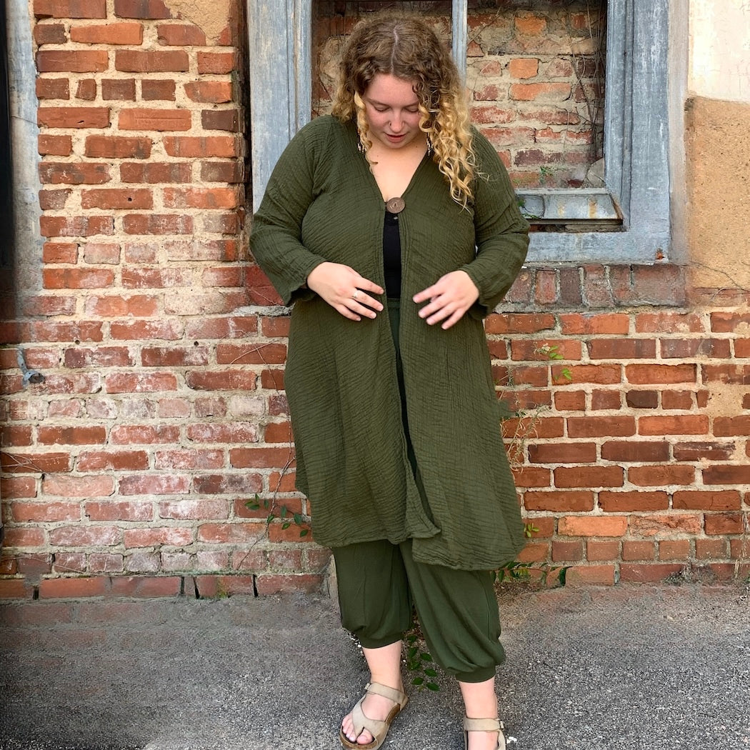 Gauzy Cotton Long Jacket