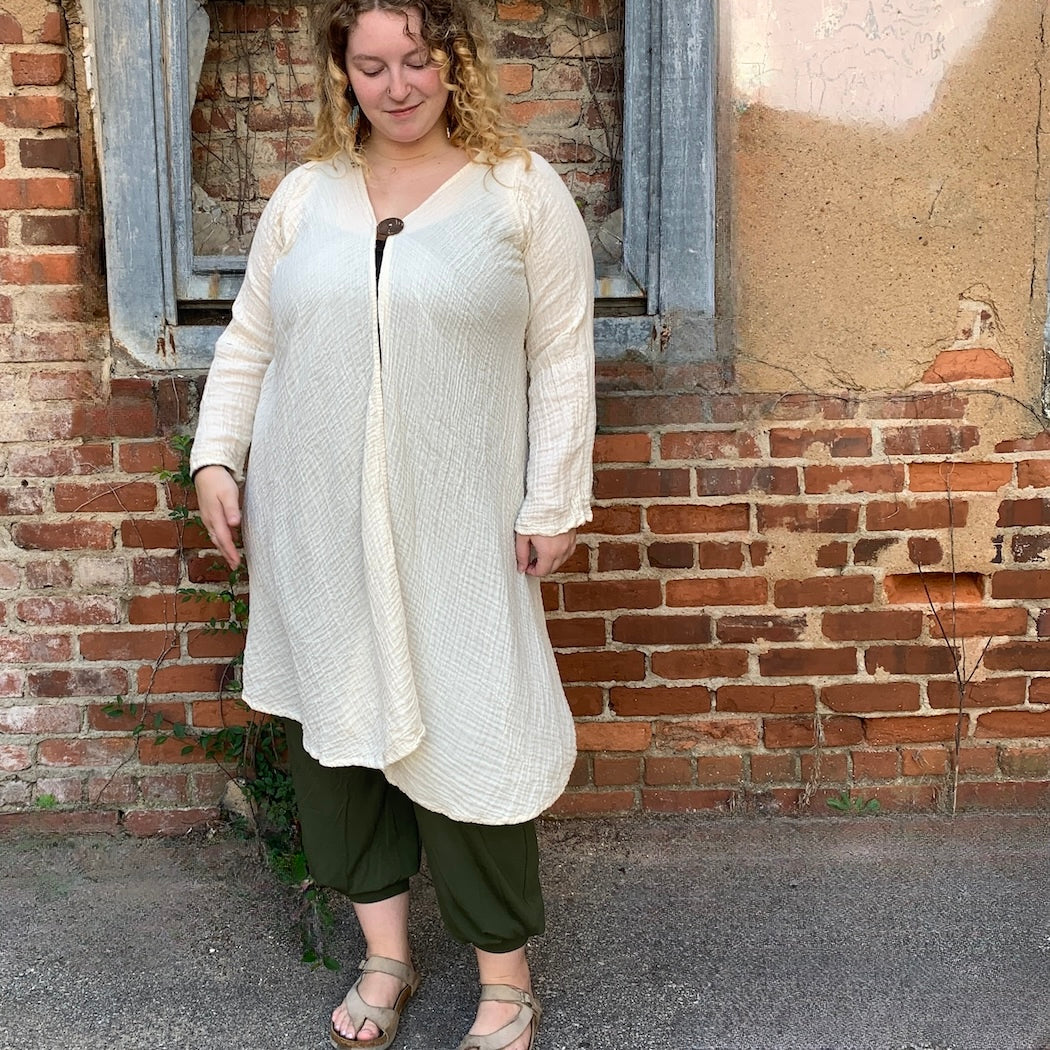 Gauzy Cotton Long Jacket