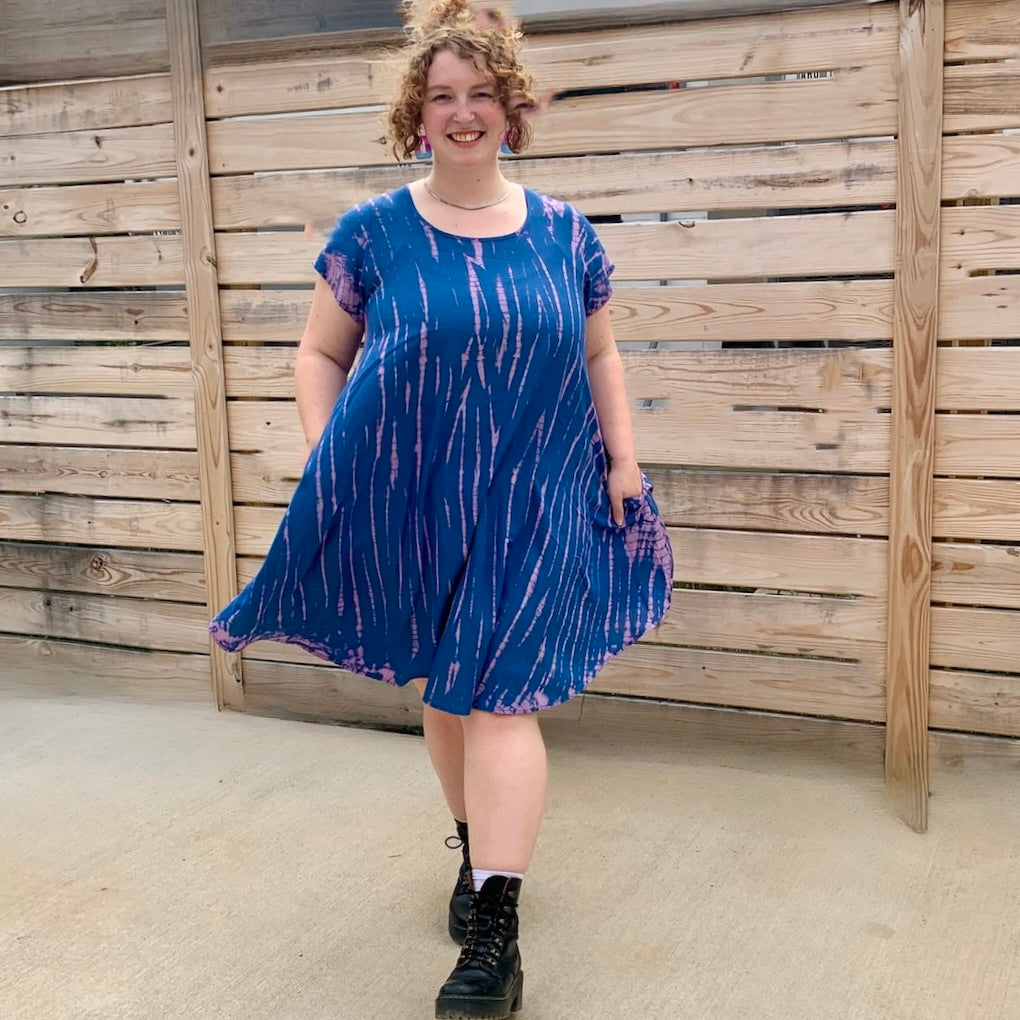 tie dye short sleeve dress Tie Dye Short sleeves Midi Dress ONE SIZE / MINT