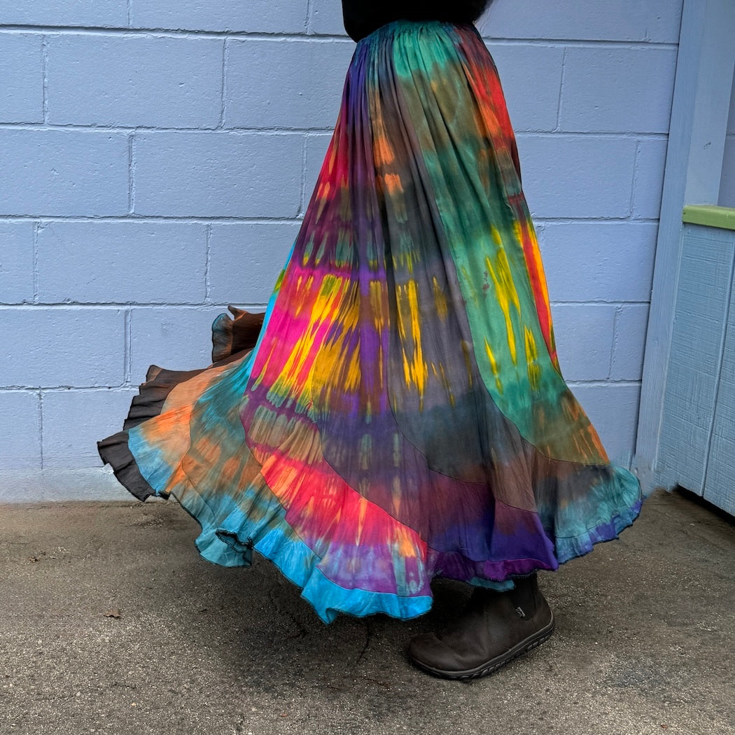 Crinkle Tie Dye Long Skirt