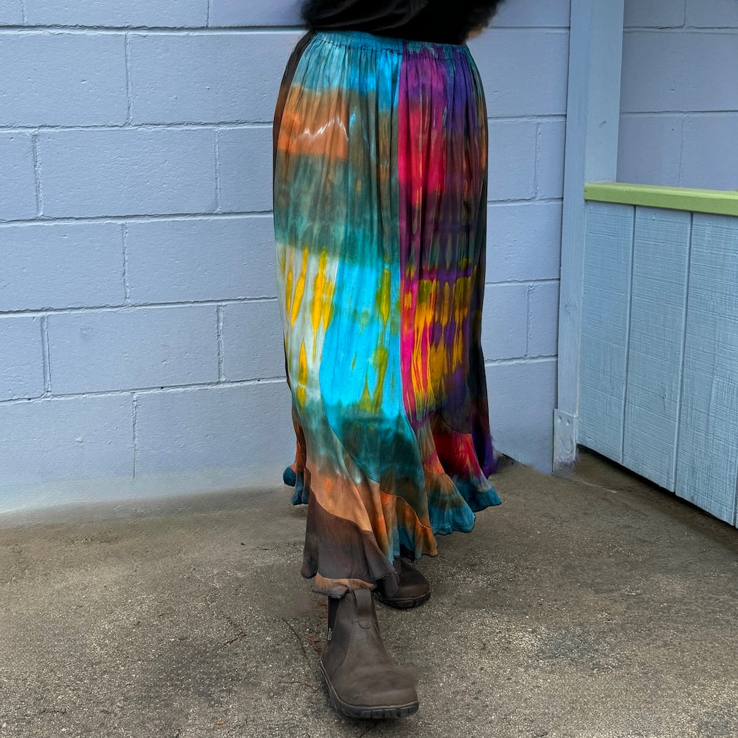 Crinkle Tie Dye Long Skirt