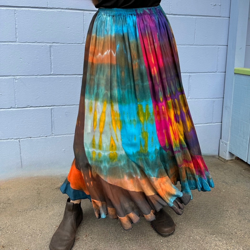 Crinkle Tie Dye Long Skirt