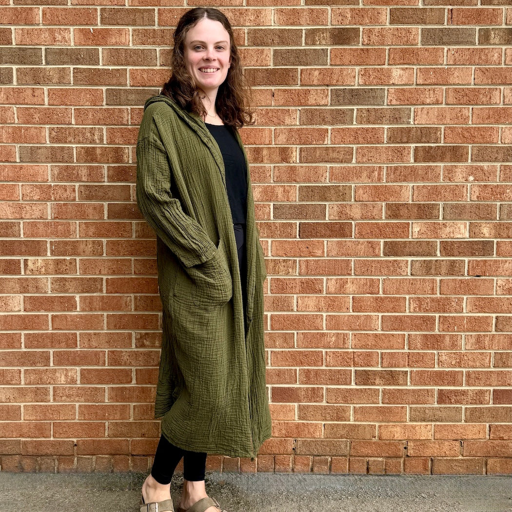 Gauzy Cotton Jacket with Hood