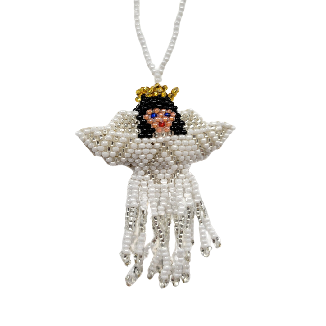 White Beaded Angel Ornament