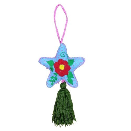 Embroidered Star And Heart Ornament - Assorted