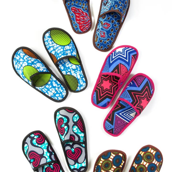 Ankara Cloth Slippers, Medium - Assorted