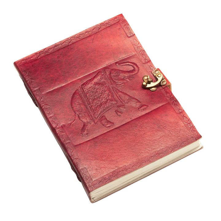 Elephant Embossed Leather Journal (9" x 6")