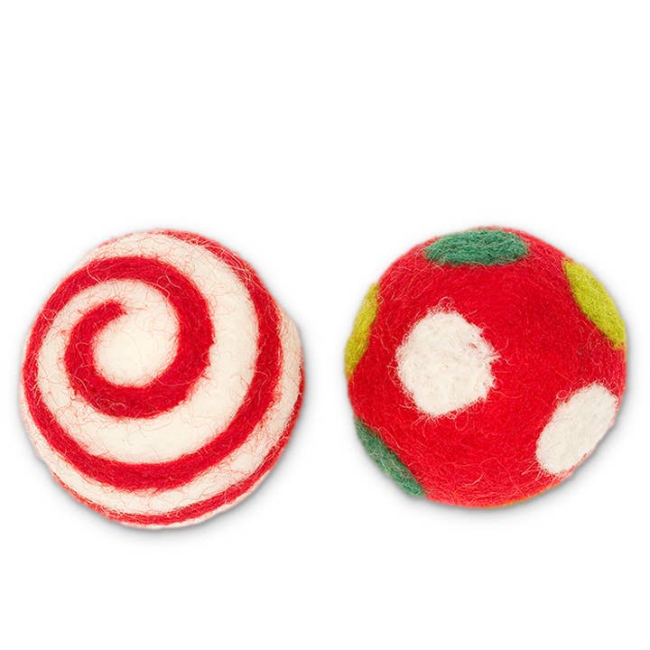 Red Wool Assorted Balls - Cat Toy - Pack of 2 (1.5")