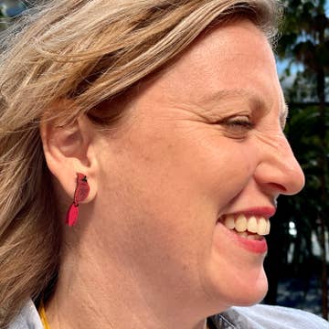 Cardinal Gourd/Fabric/Crystal Earrings