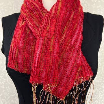 Red Revati Silk &amp; Wool Scarf