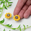 Gourd Painted Sunflower Earrings (2&quot; L)