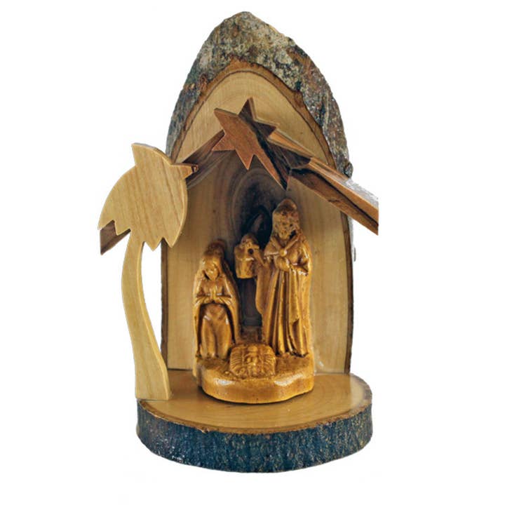 Petite Olive Wood Christmas Nativity (4" H)