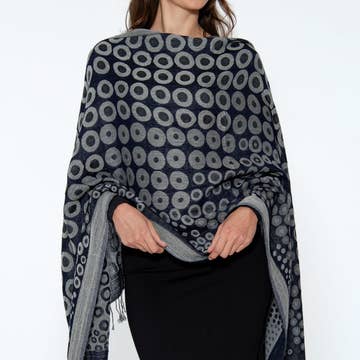 Black/Silver Kalya Cotton &amp; Wool Scarf
