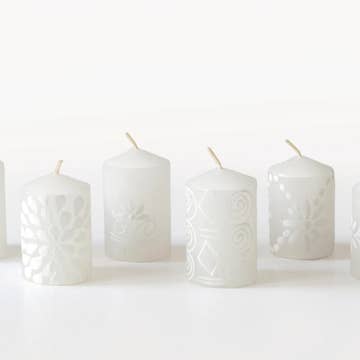 White/White Taper Candle - Set of 2