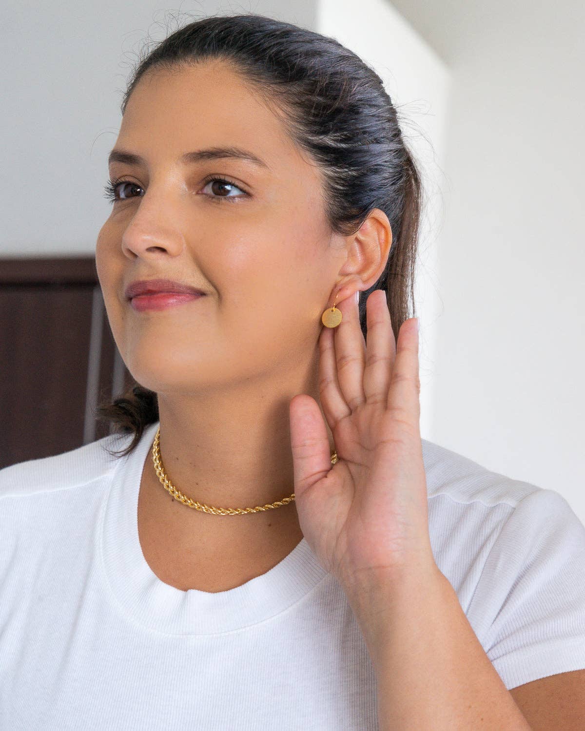 Hammered Brass Disc Earrings