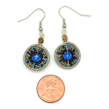 Bead And Wire Circle Earrings