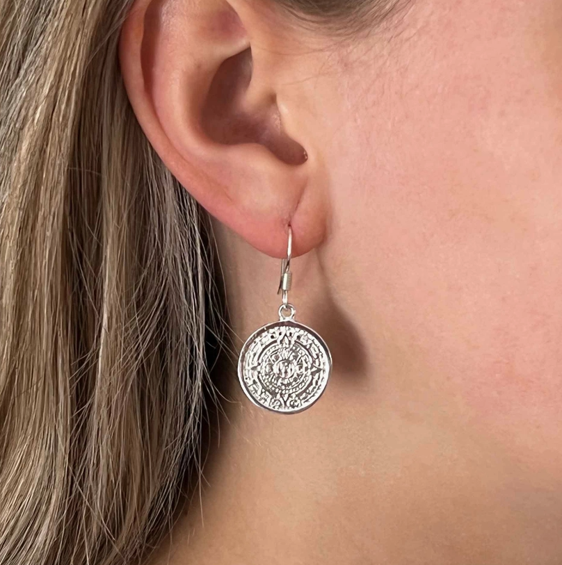 Aztec Calendar Alpaca Earrings