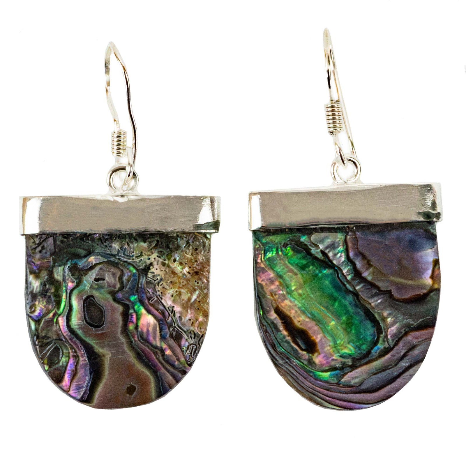 U-Shaped Abalone & Alpaca Earrings