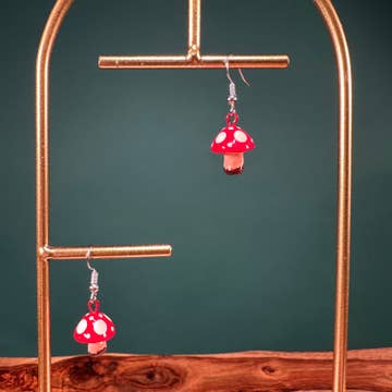 Mushroom Painted Ceramic Earrings - Assorted