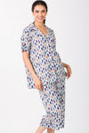 Multicolor Fish Cotton Capri Pajama Set