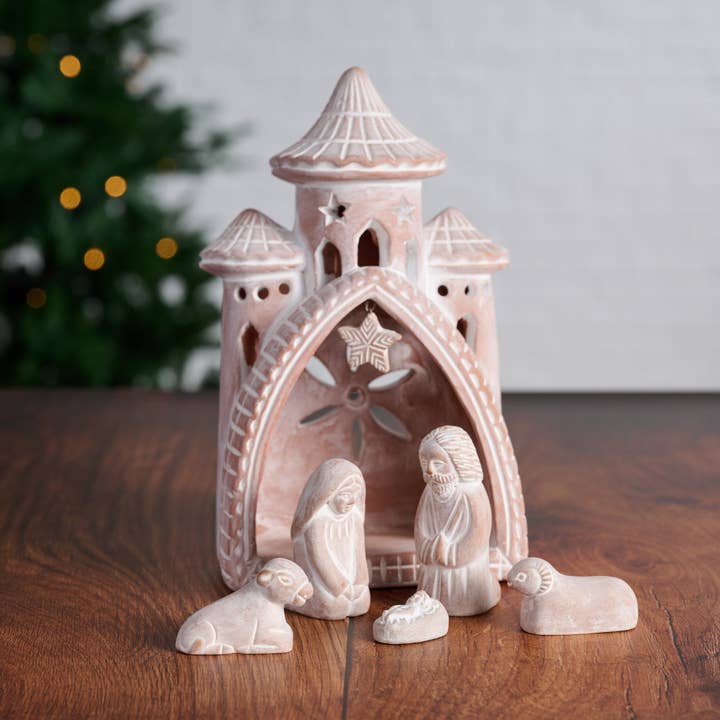 Mahal Terracotta Nativity - Set of 6 (5" x 3" x 8.5" H)