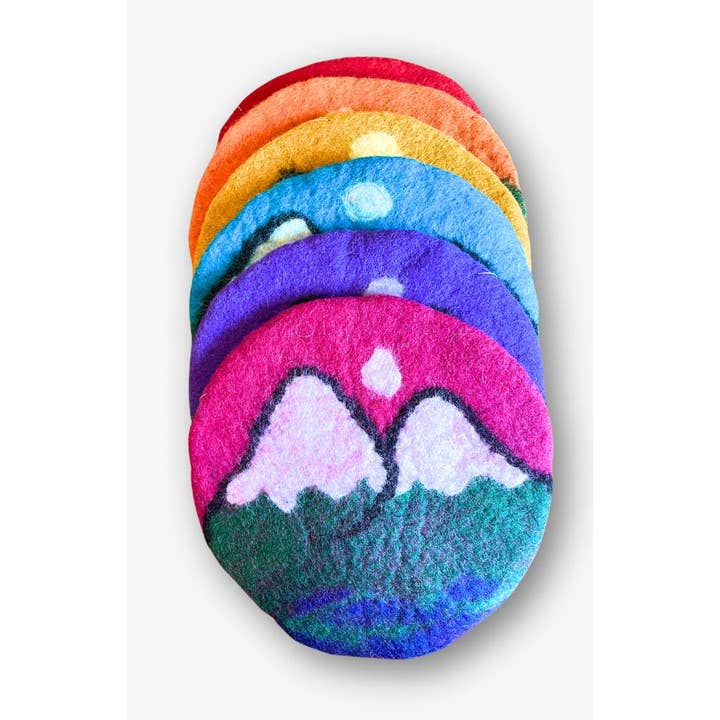 Mountain &amp; Moon Round Felt Trivet - Assorted