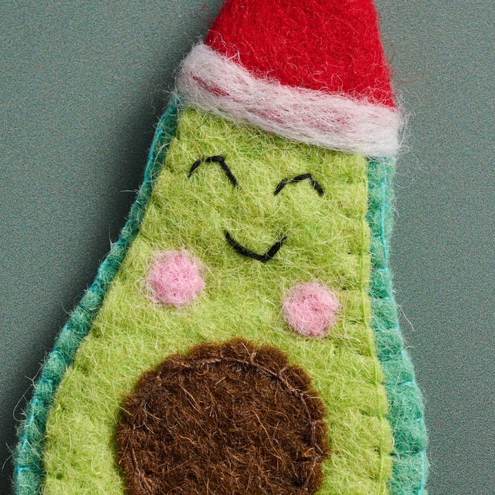 Felt Avocado Wool Ornament (5&quot; H)
