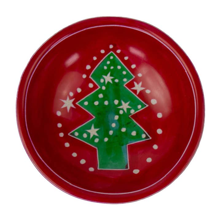 Christmas Tree Dish in Red Kisii Stone (4" D)