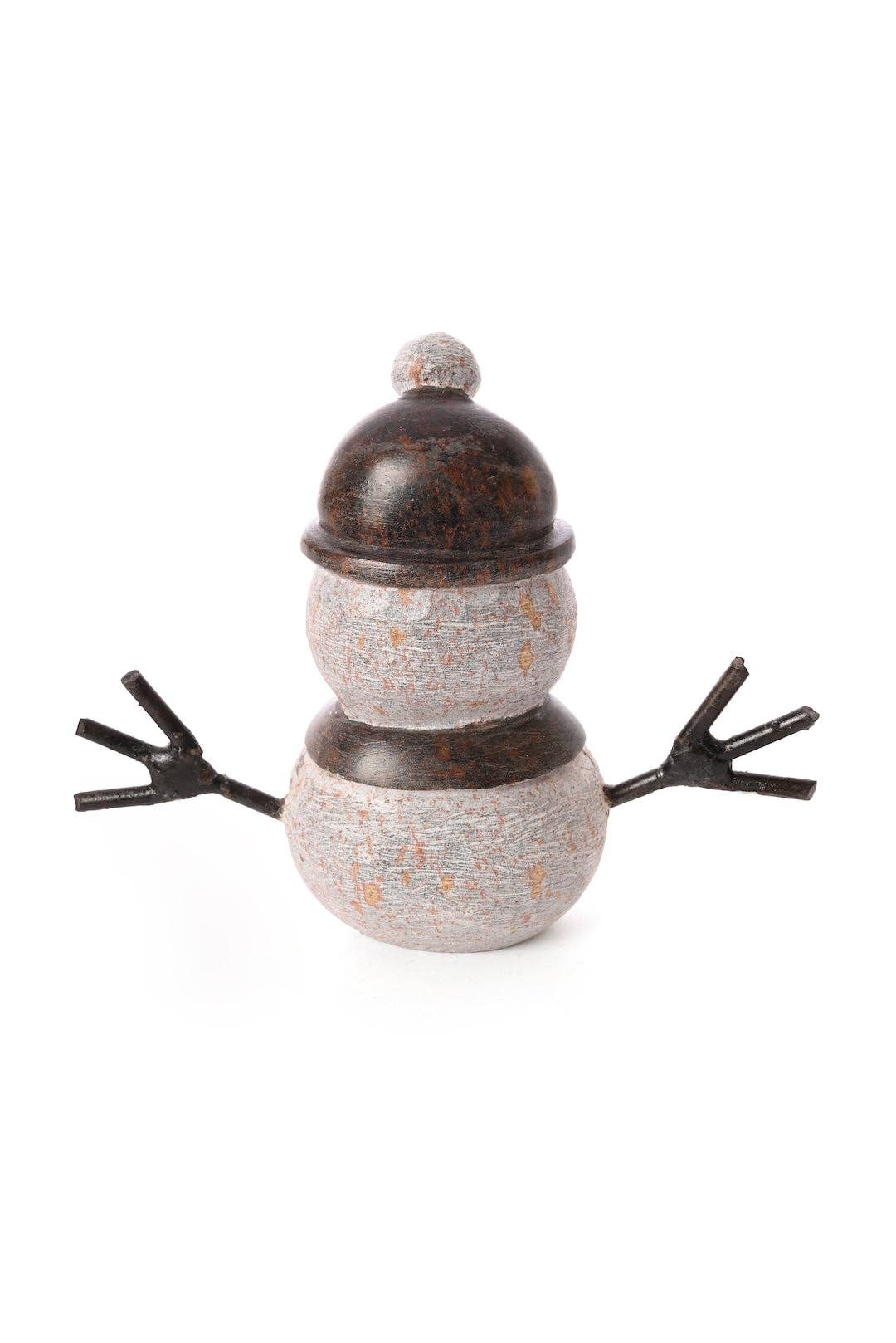 Small Stone and Metal Snowman Sculpture