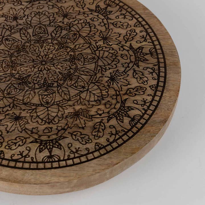 Mandala Mango Wood Lazy Susan (12&quot; D x 2&quot; H)