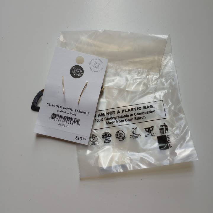 Brass &amp; Blue Oval with Glass Bead Earrings (2&quot; L)