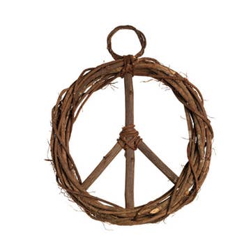 Vine Natural Wreath Peace Sign