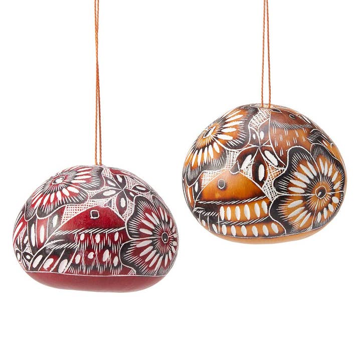 Bird Motif Carved Gourd Ornament