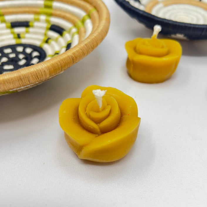Small Rose Beeswax Candle